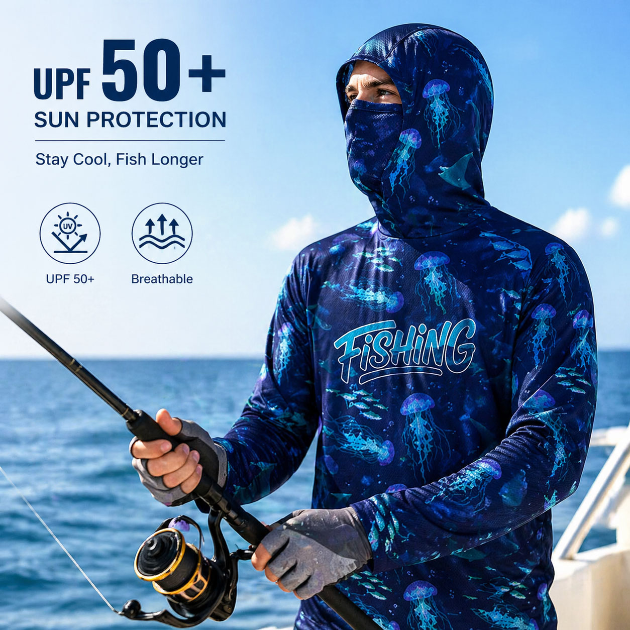 Fishing Hood Riding Tops Wear  - Running Gear review and price
